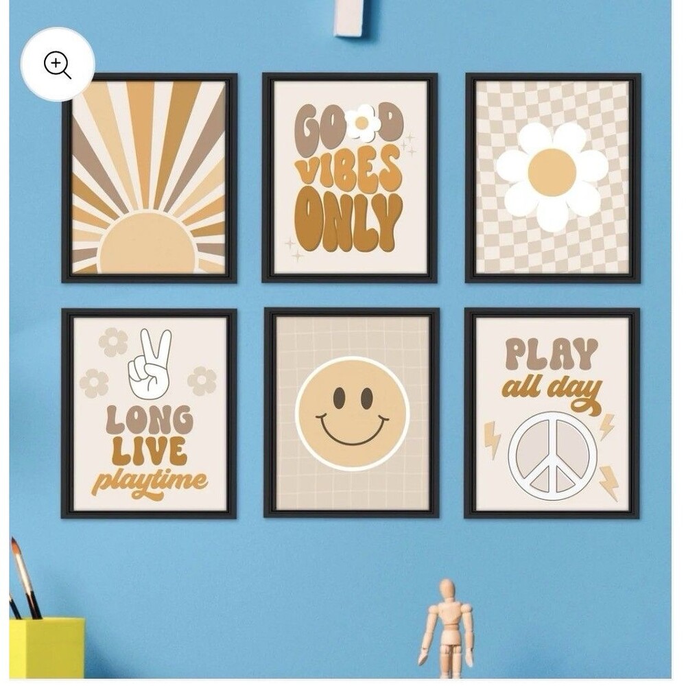 Hadley Designs 6 Retro Wall Decor – Groovy Wall Art Posters 11x14”